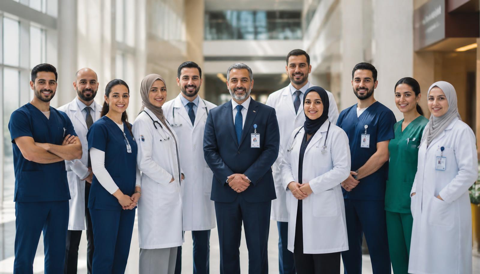 AMC medical team standing together inside the hospital
